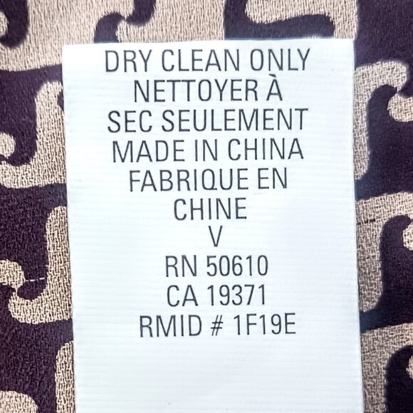 Anne Klein Brown Silk Houndstooth Print Long Sleeve Blouse - Picture 6 of 6